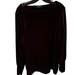 Lauren Ralph Lauren Velour Royal Purple Pullover Top Shirt Blouse size 3X